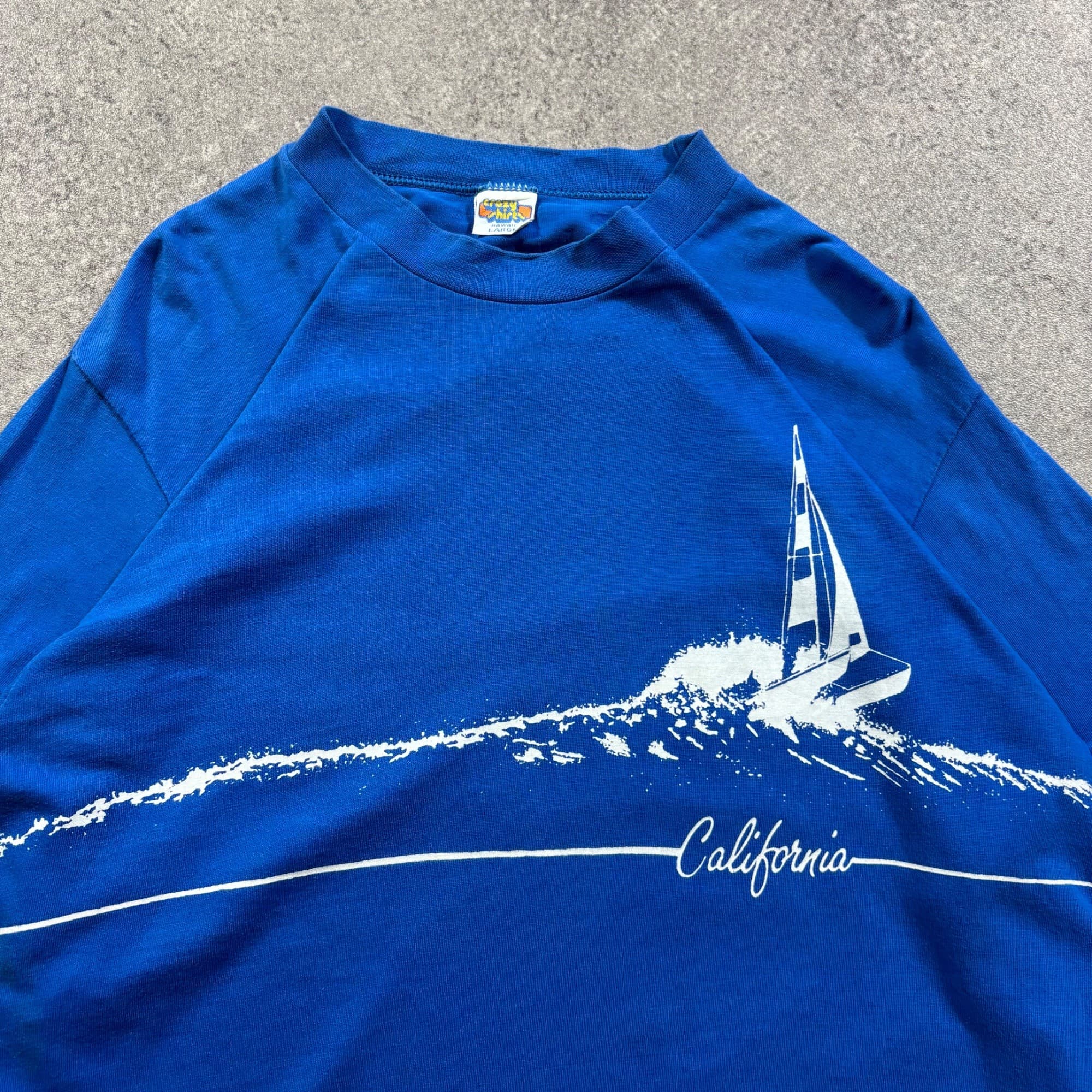Crazy Shirts California Sailboat Long Sleeve Tee L Blue