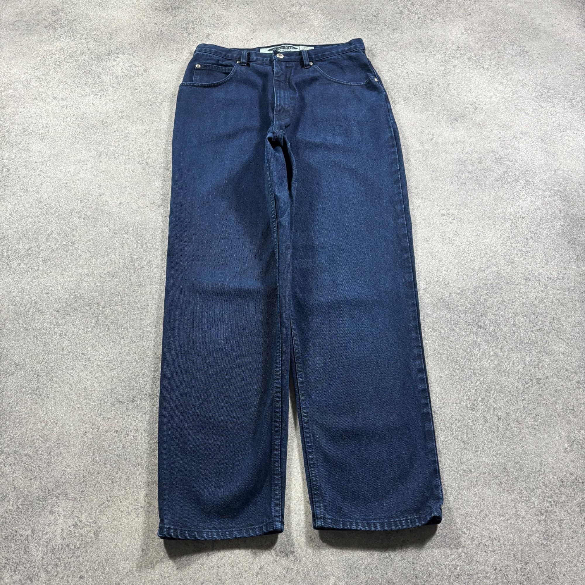 Anchor Blue Baggy Jeans W33 L32 Navy Y2K 90s Wide Leg