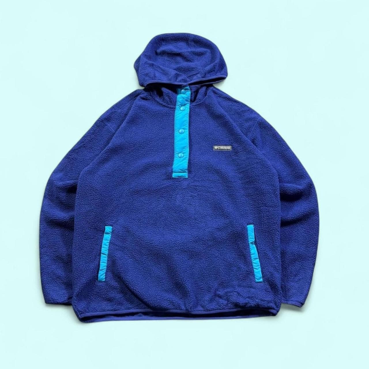 Columbia Fleece Hoodie Pullover Size XXL Blue Gorpcore