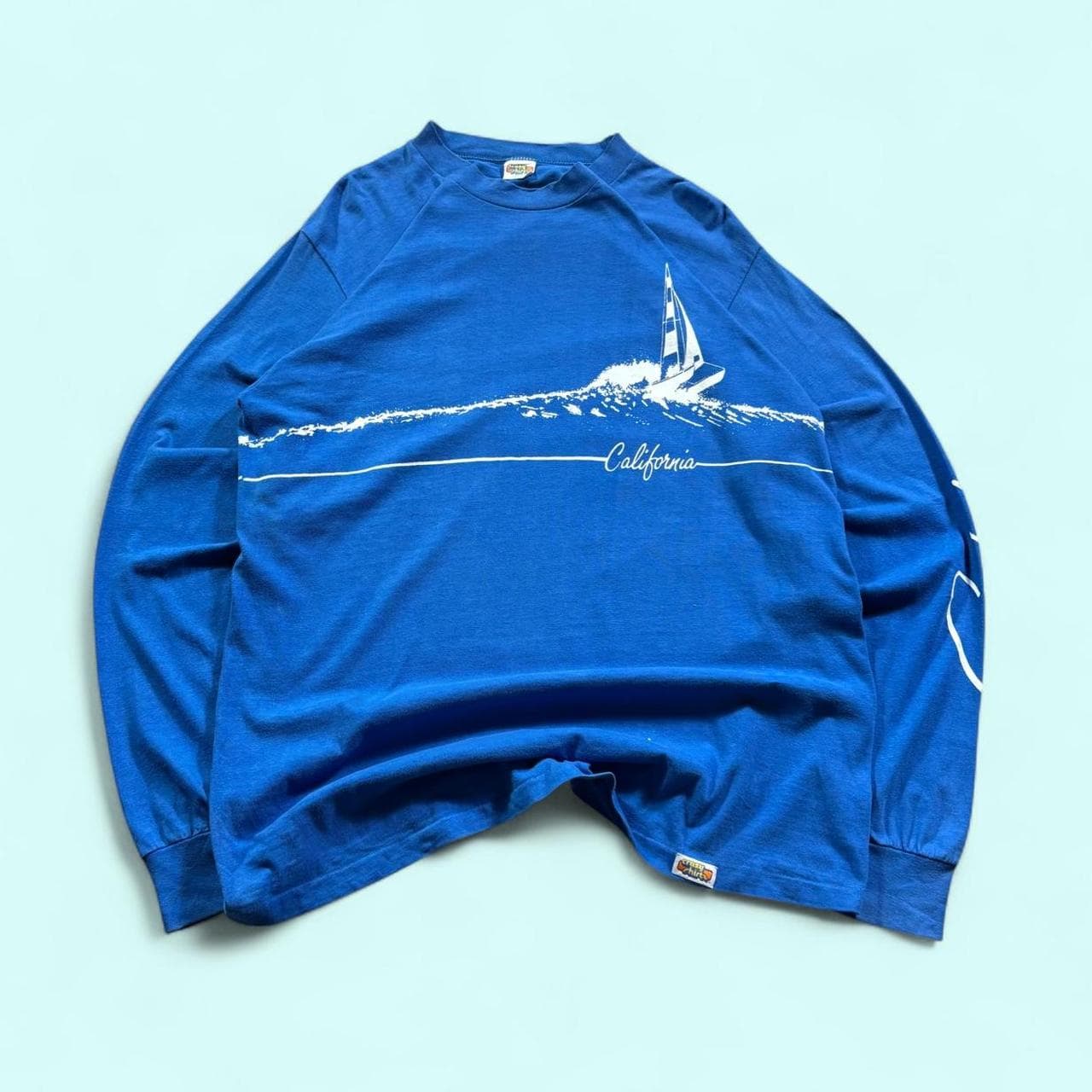 Crazy Shirts California Sailboat Long Sleeve Tee L Blue